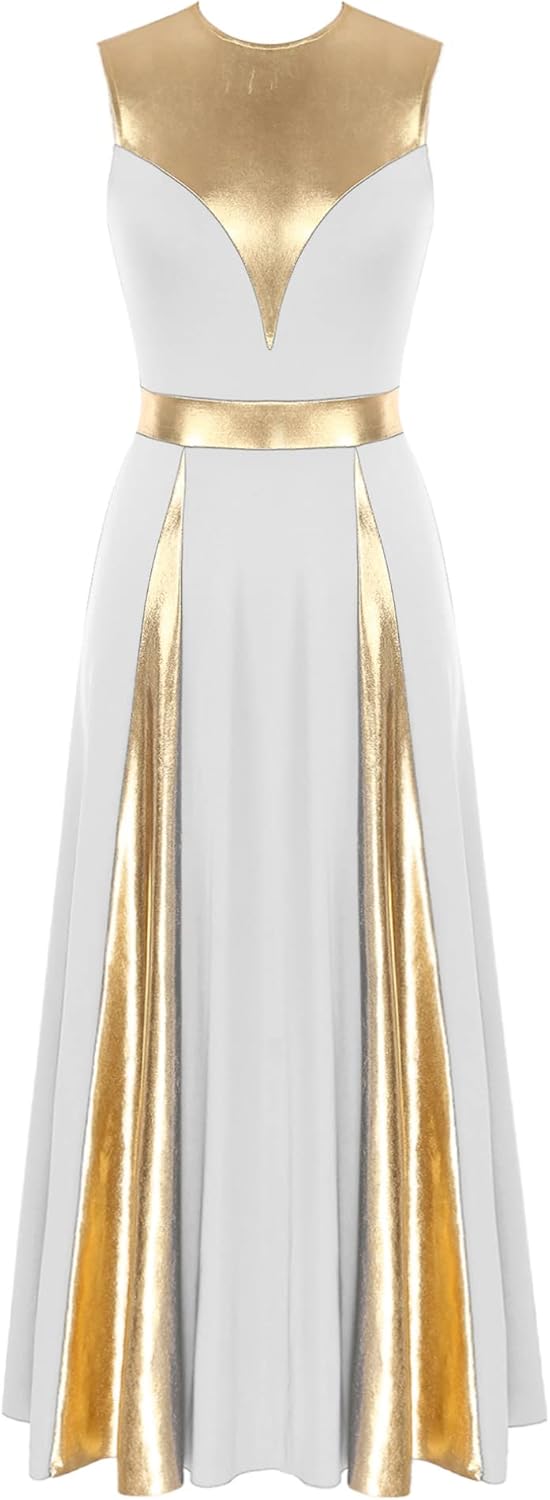 easyforever Womens Sleeveless Worship Dance Dress Lyrical Praise Dance Costume Liturgical Dancewear