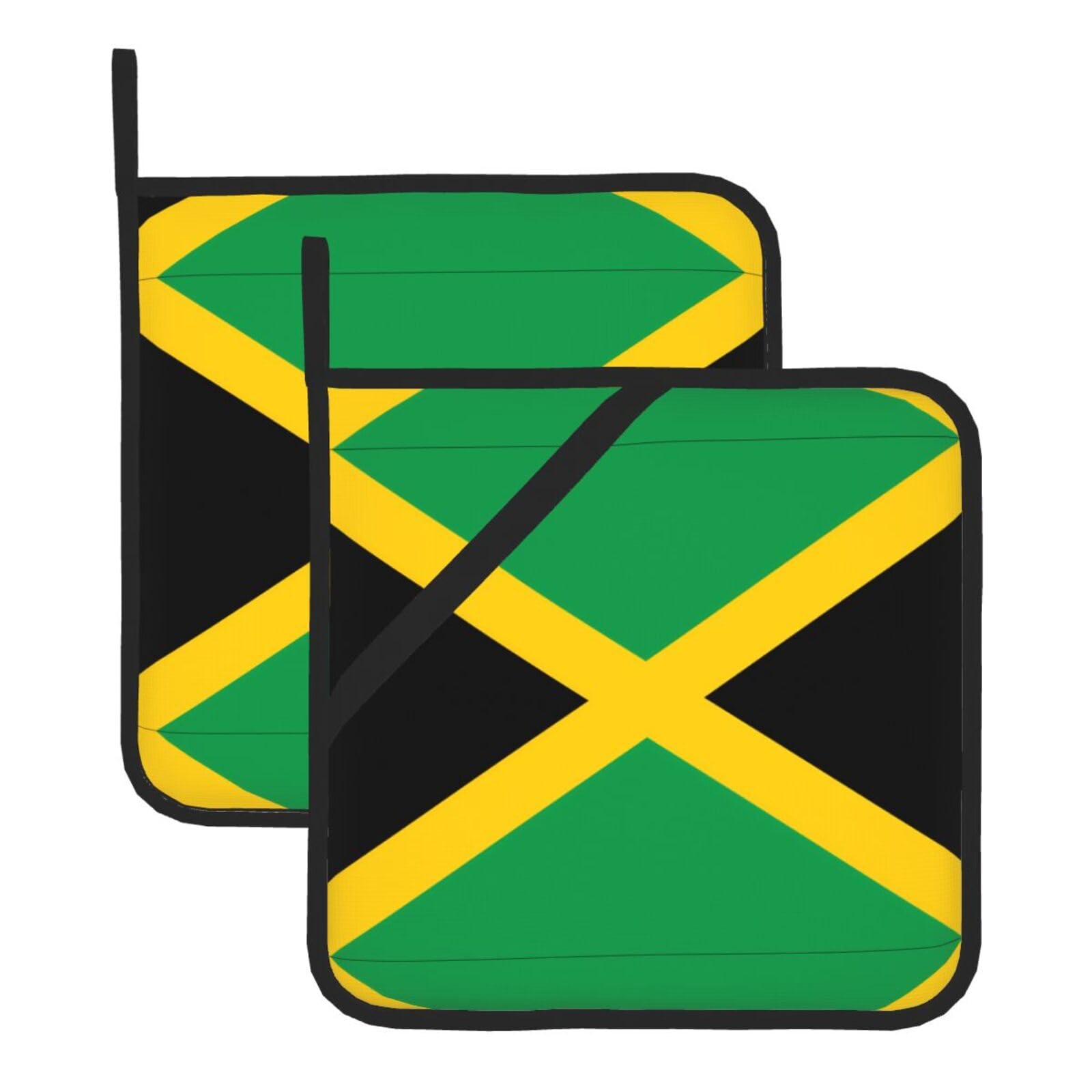 HJFCZH Flag of Jamaica Prints Square Hot Pads for Kitchen Counter - Waterproof Pot Holders, Durable Heat Resistant Throw Layers for Serving, Oven & BBQ - 2 Pack