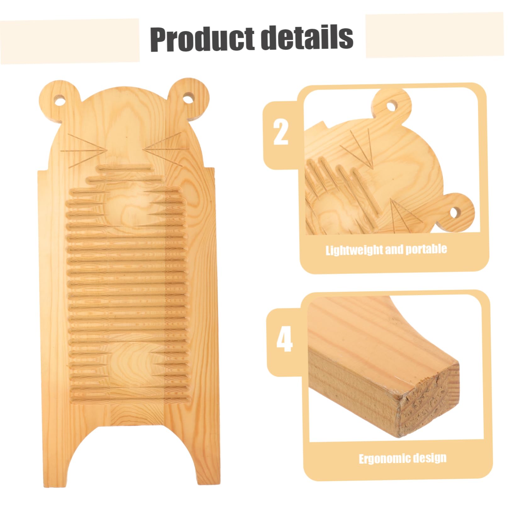 Beavorty ASSE per Lavare i Panni in Legno, Tavola da Bucato Portatile, Antiscivolo, per Lavare a Mano Vestiti e Scarpe, Khaki