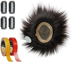 Artello® REGULAR MONO Hair Patch for Men, 100% Indian Human Hair Wig with FREE Yellow Adhesive Tape, Red Protection Tape and set of 4 Clips, Easy to Fix and Self Service (Colour: Darkest Brown) (8x6)