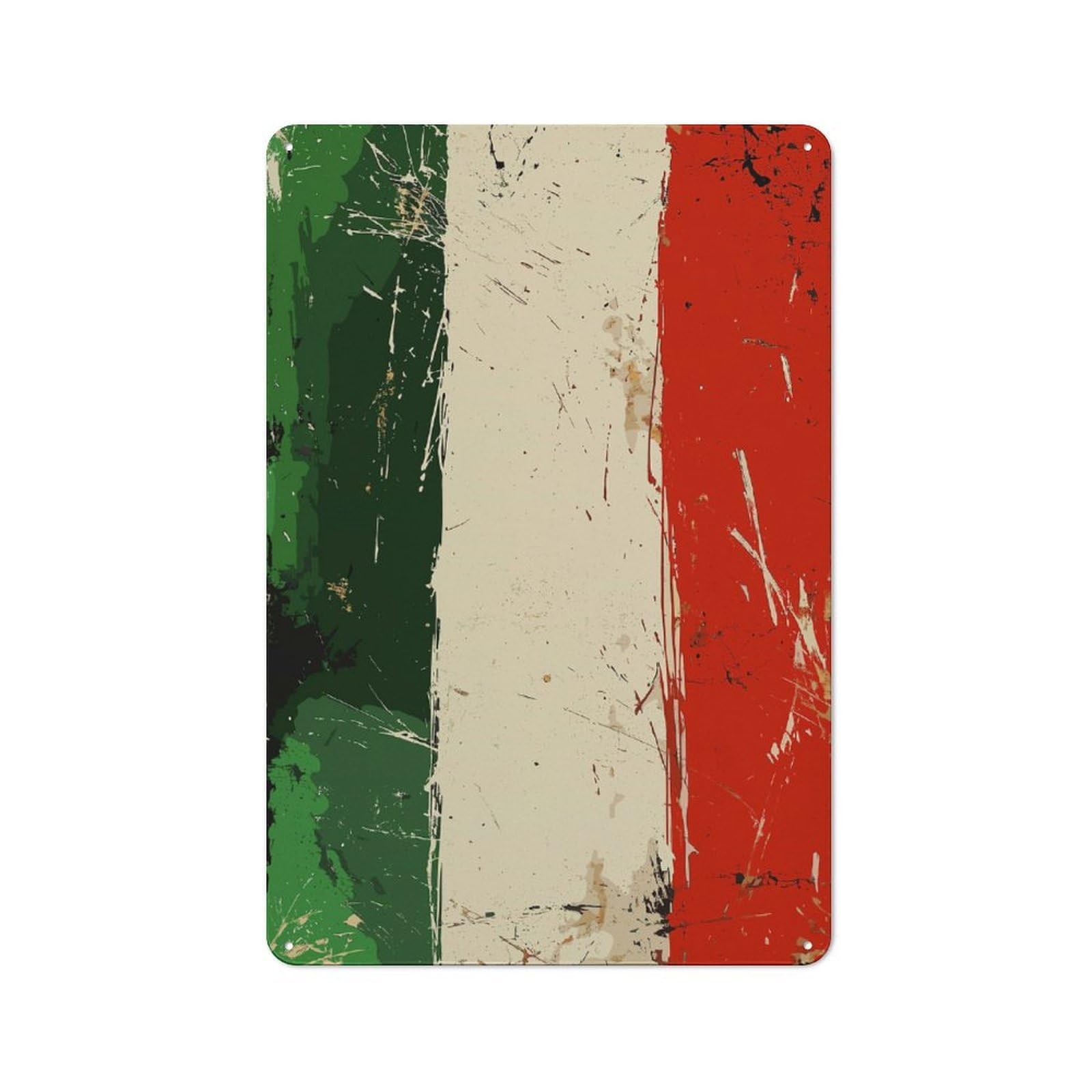Italian Flag Tin Sign 30x20cm, Creative Studio Wall Plaque for Hobby Room, Office, Lounge Or Living Room