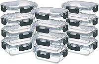 Vista 1 de Recipientes pequeños de vidrio para almacenamiento de alimentos de 24 piezas con tapas herméticas, juego de recipientes de preparación de comidas