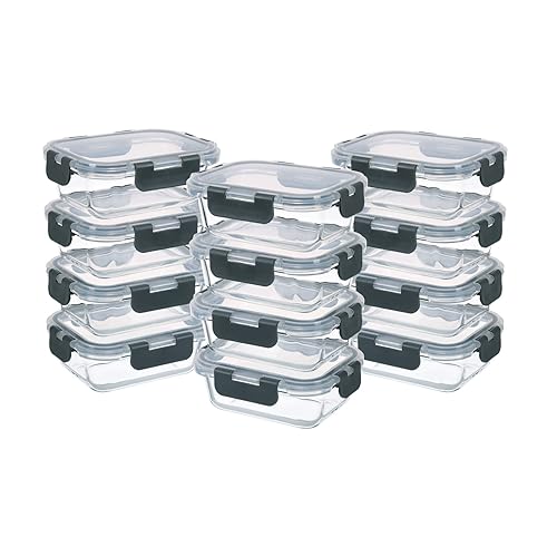24-Piece Small Glass Food Storage Containers with Lids Airtight, 1.5