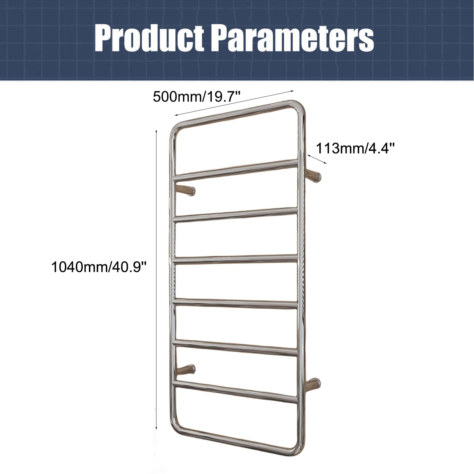 Scaldasalviette 8 Barre, stendini in Acciaio Inox, stendino Elettrico da Parete (cablato Oro)
