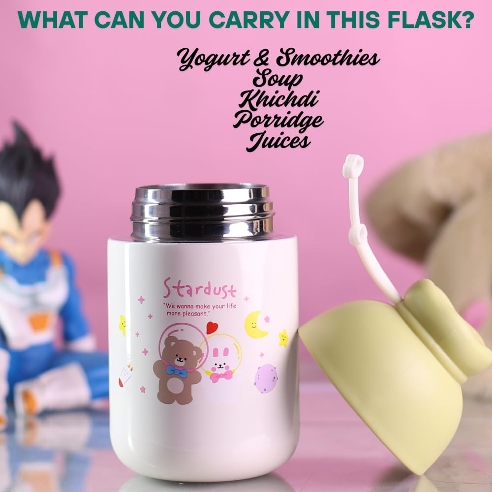LiLLMONKiDZ Vacuum Insulated Food Jar for Baby/Kids 350ml, Thermos Flask Keeps Food Warm for Up to 10 Hrs, Small Hot Box As Multipurpose Container for Storing, Milk, Water, Juice & More (Light Green) - Image 7 thumbnail