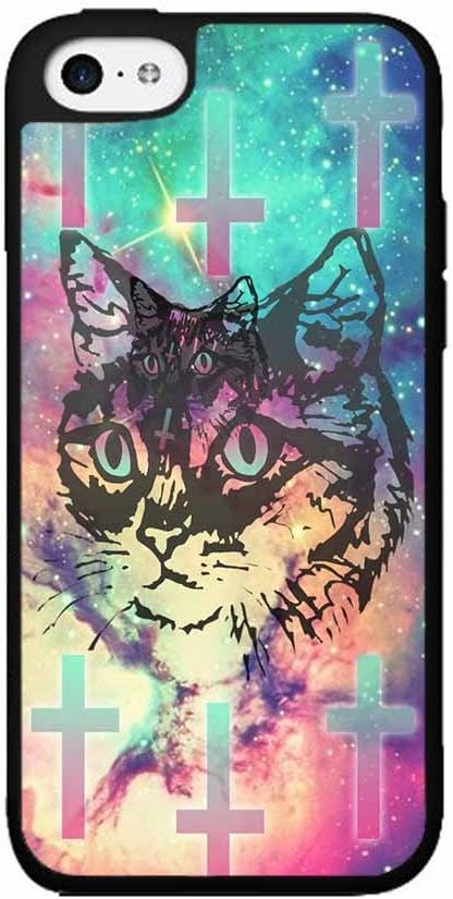 Trippy Cute Cat TPU RUBBER SILICONE Phone Case Back Cover iPhone 5c comes with Security Tag and MyPhone Designs(TM) Cleaning Cloth