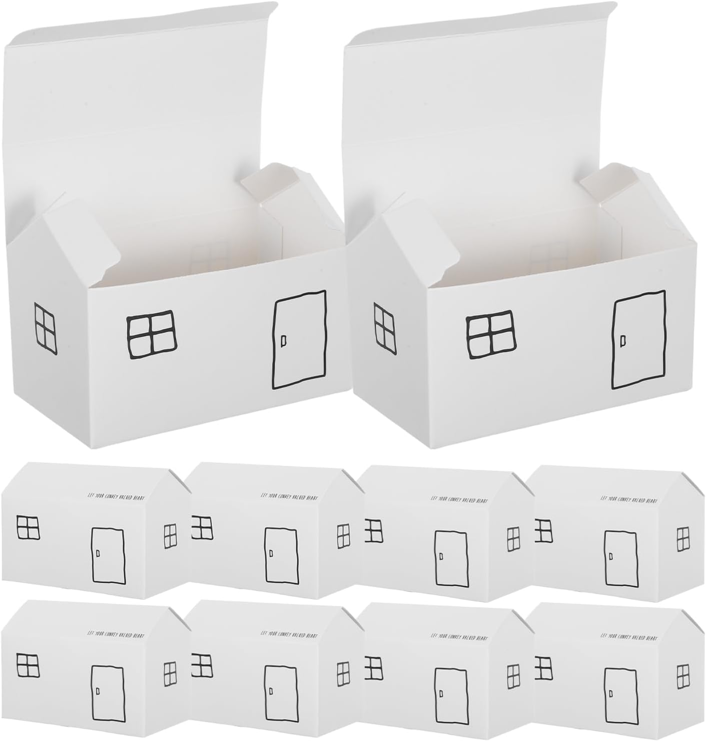 BESPORTBLE 50pcs Small White House Shaped Favor Boxes 11.4x6.5x6cm with Foldable Design for Wedding Candy Birthday Party Treats Bakery Packaging