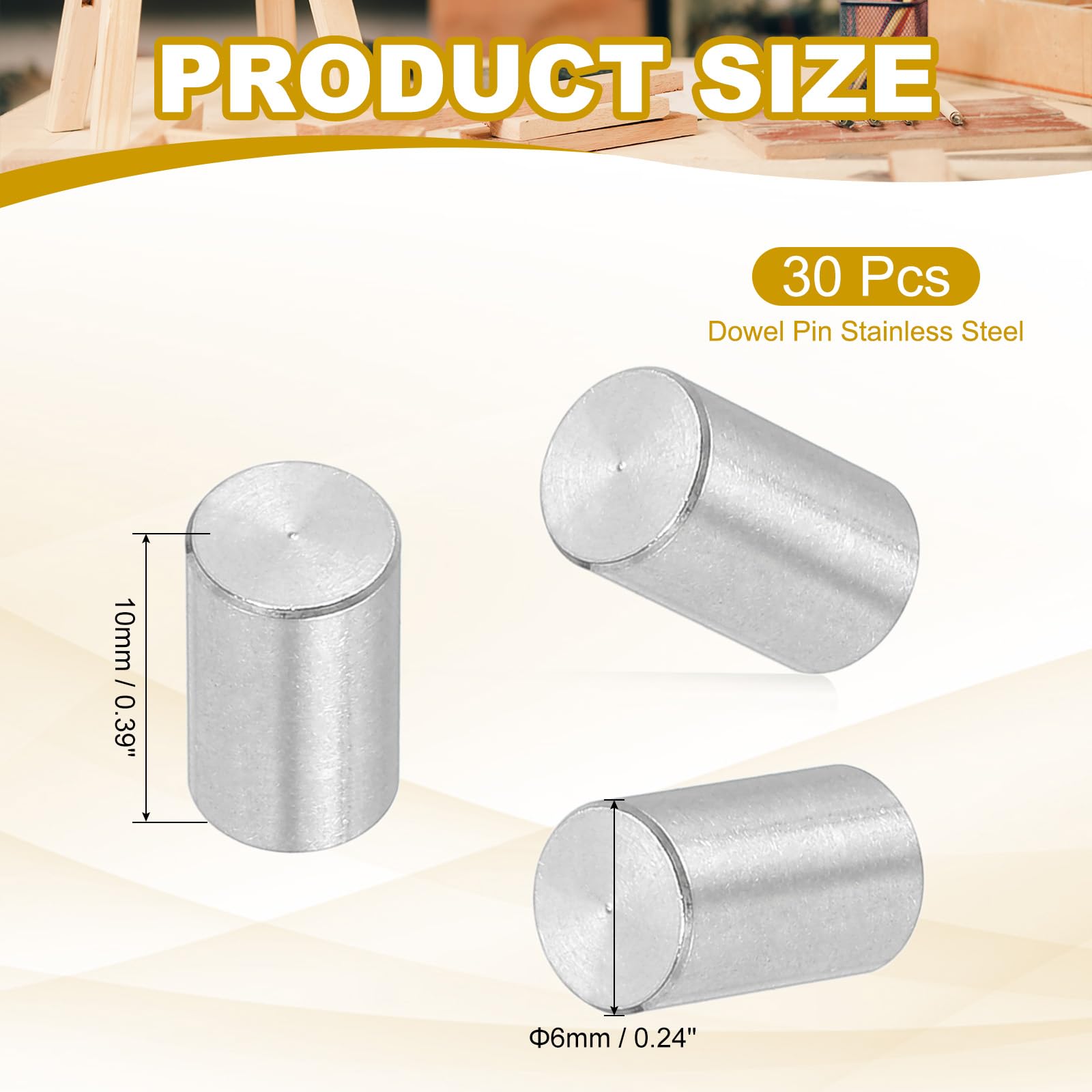PATIKIL 6mm x 10mm Dowel Pin Stainless Steel - Image 2