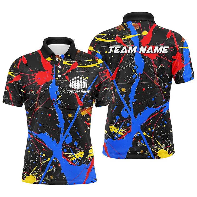 vhasport Buntes Bowling-Trikot für Herren & Damen, Personalisiert mit eigenem Namen, Team Jersey I6181
