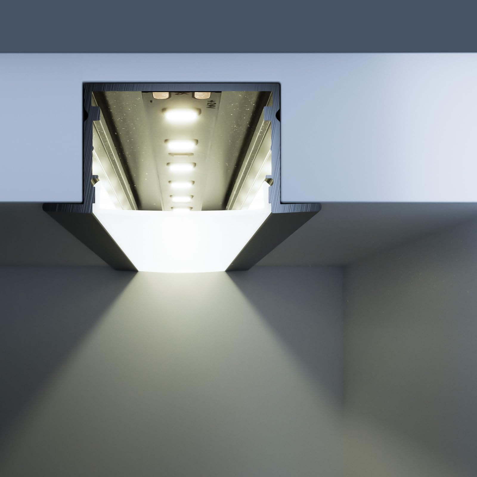 LUSLUX 2 m aluminiowy profil LED w kształcie litery U, 20 kanałów LED do taśm świetlnych, z mlecznym dyfuzorem zaślepkami i klipsami do projektów oświetlenia LED DIY (SP37)
