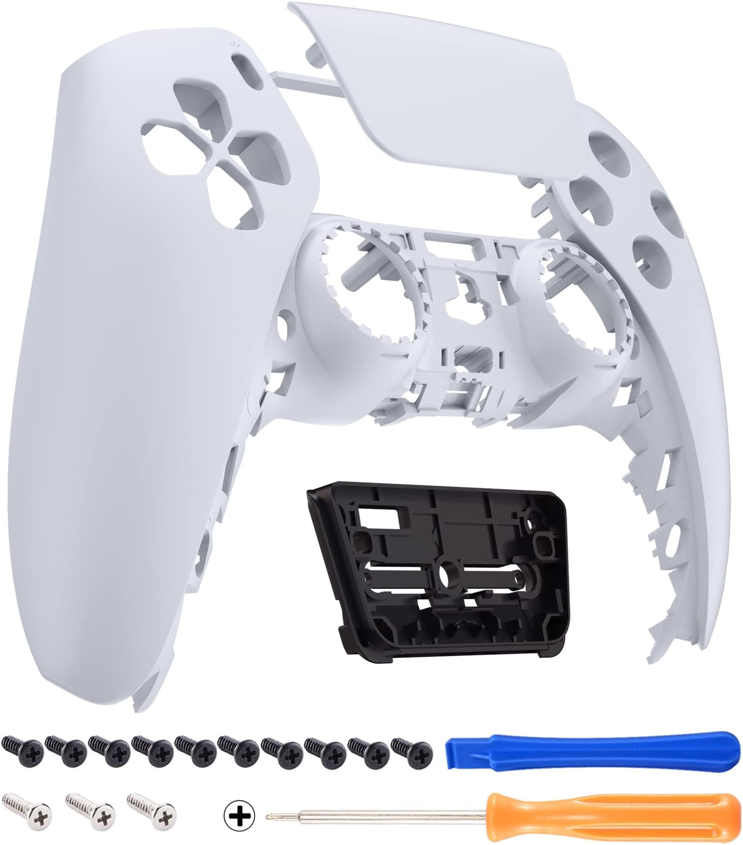 eXtremeRate Solid White Touchpad Front Housing Shell Compatible with ps5 Controller BDM-020, DIY Replacement Shell Custom Touch Pad Cover Faceplate Compatible with ps5 Controller