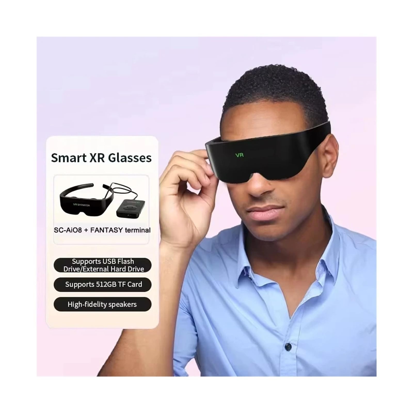 XR Smart Glasses 1058PPI HD Display For VR Gaming And Home Cinema, Portable OLED Screen With 120Hz Refresh Rate