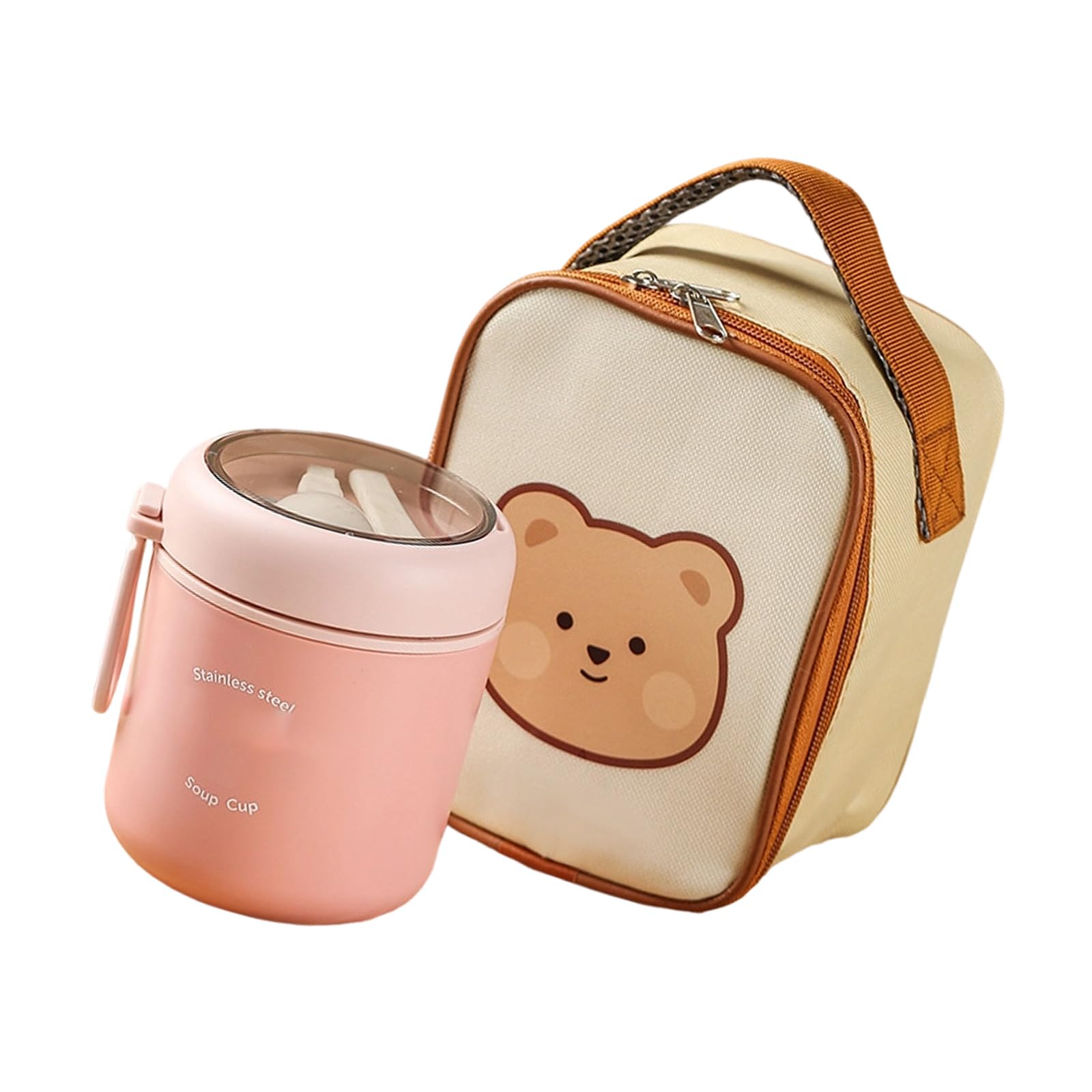 Xjdzineq Leak Proof 304 Nonrust Steel Breakfast Container Insulated Bag Bag Comes with Spoon for Outdoor Use Insulated Food Carriers for