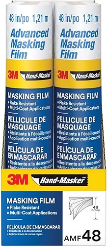 3M Hand Masker - Película de enmascaramiento avanzada, 8 rollos, 48 pulgadas x 180 pies, adherencia estática mantiene la película en su lugar, evita