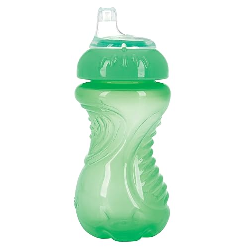 Miniatura 9 de Nuby - Taza de entrenamiento de 2 piezas, sin derrames y de fácil agarre, 300 ml (10 oz. liq.) Agua / coral,Azul/Verde