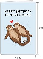 Vista 7 de Supoeguk Bonita tarjeta de cumpleaños de nutria para novia, novio, divertida tarjeta de cumpleaños para esposa, marido, tarjeta de feliz cumpleaños