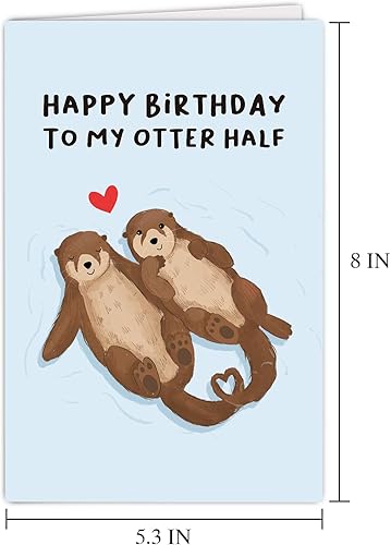 Miniatura 7 de Supoeguk Bonita tarjeta de cumpleaños de nutria para novia, novio, divertida tarjeta de cumpleaños para esposa, marido, tarjeta de feliz cumpleaños