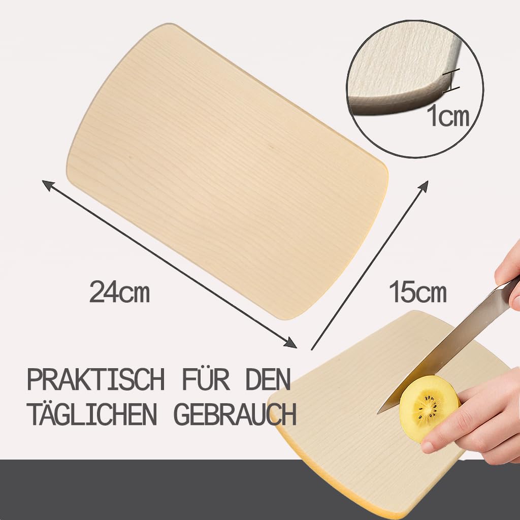 Frühstücksbrettchen Holz 6er Set aus massivem Ahornholz - 24x15x1cm Holzbrettchen antibakteriell & hygienisch - Brotzeit-Brettchen, Frühstücksbrett, Schneidebrett