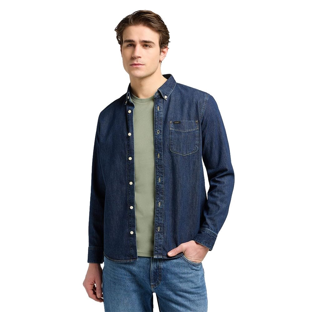 Lee Button Down, Mid Stone 2, 3XL