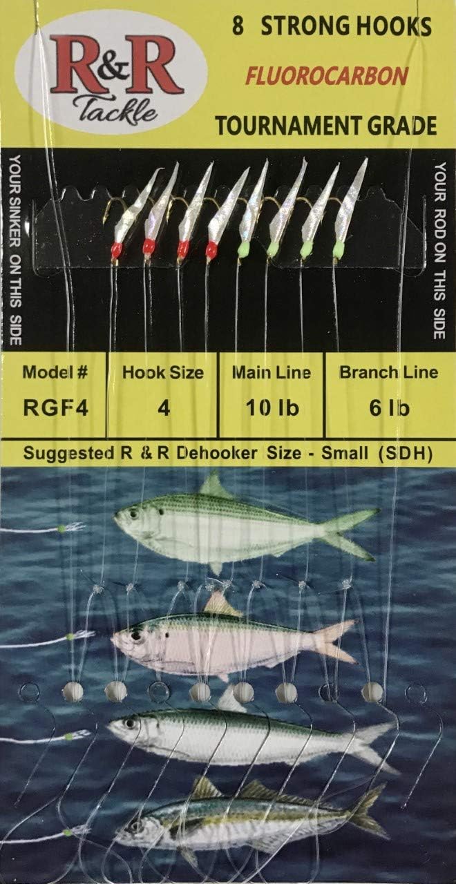 RGF4-10pk: R&R Tackle’s Fluorocarbon Small Bait Fish Rig in 10 Packs