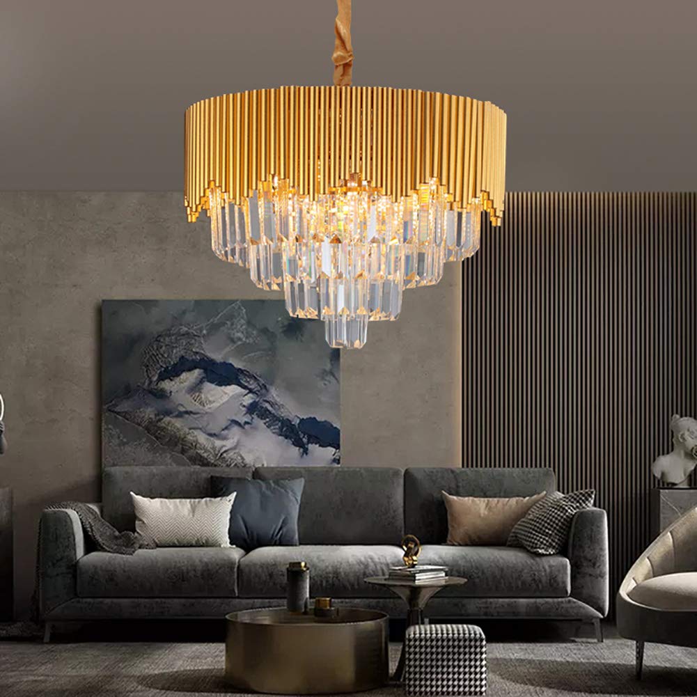 Nórdico Moderno Araña De Cristal,Lámpara De Comedor Lujo Ligero Sala De Estar Villa Araña,Lujo Lámpara De Dormitorio De Moda-Oro y negro 8 cabezas