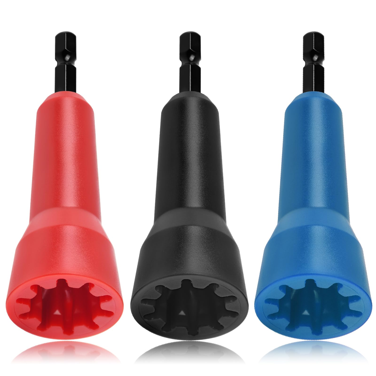 Wire Twister Tool, Twist Wire Connector Socket, Driver with 1/4" Chuck for electricians(3 Pack-black,red,blue)