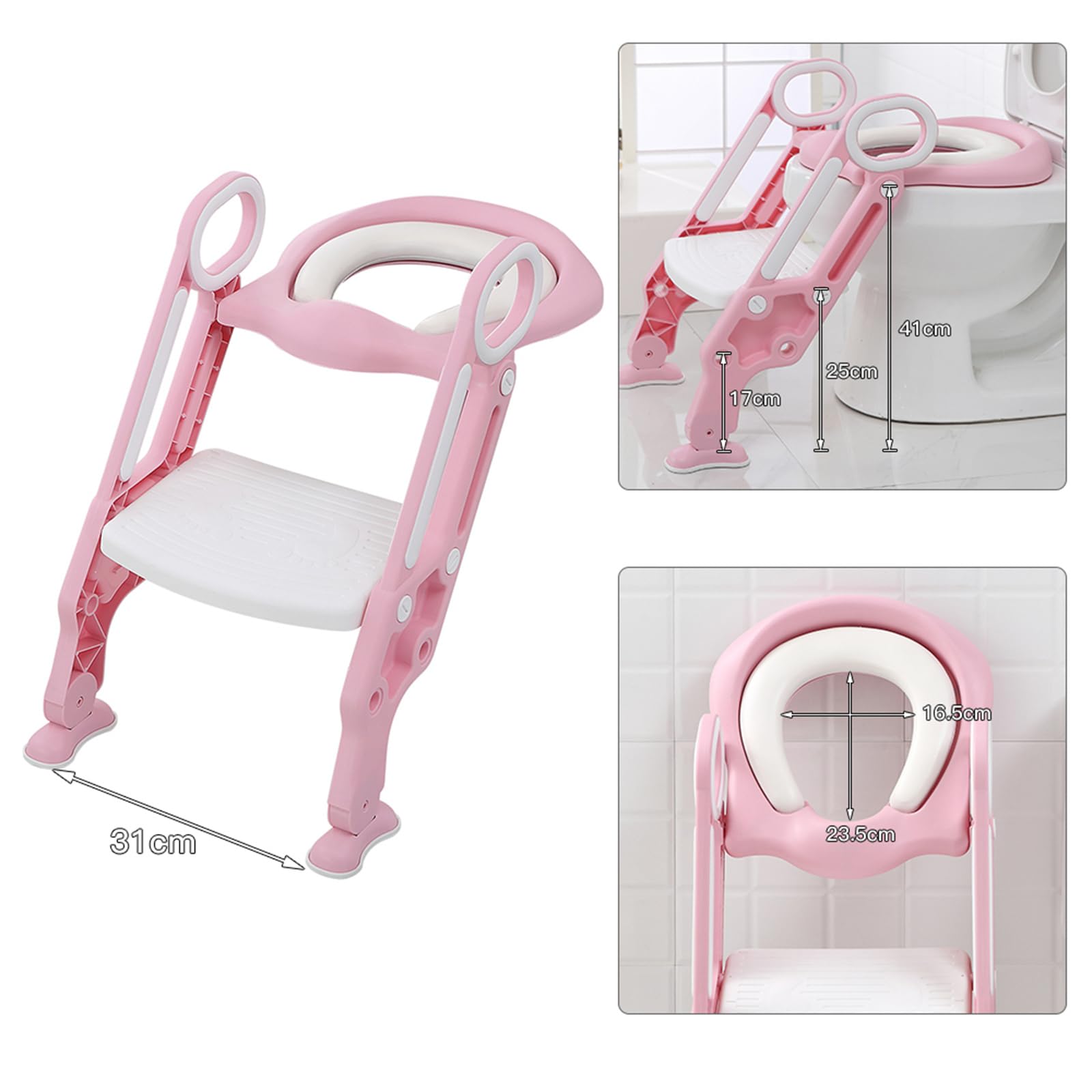 Homewell Riduttore WC Bambino Con Passeggiata,Sedile WC Pieghevole Per Bambini Allenare I Bambini Per Andare Al WC In Modo Autonomo
