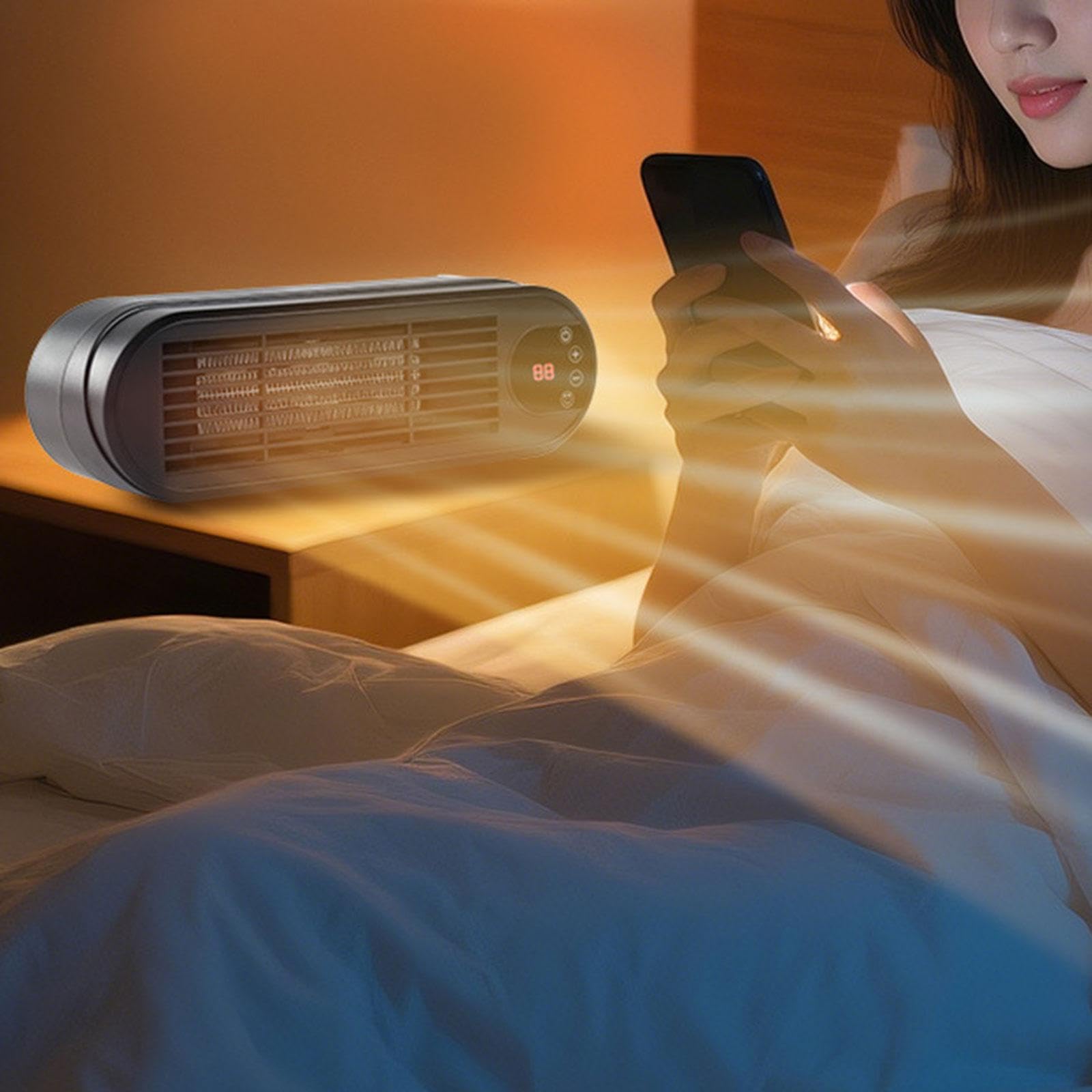Colcolo Calefactor Eléctrico Portátil de Escritorio con Panel Táctil Ventilador de Cerámico PTC Temporizador Ajustable Control Remoto Adecuado para