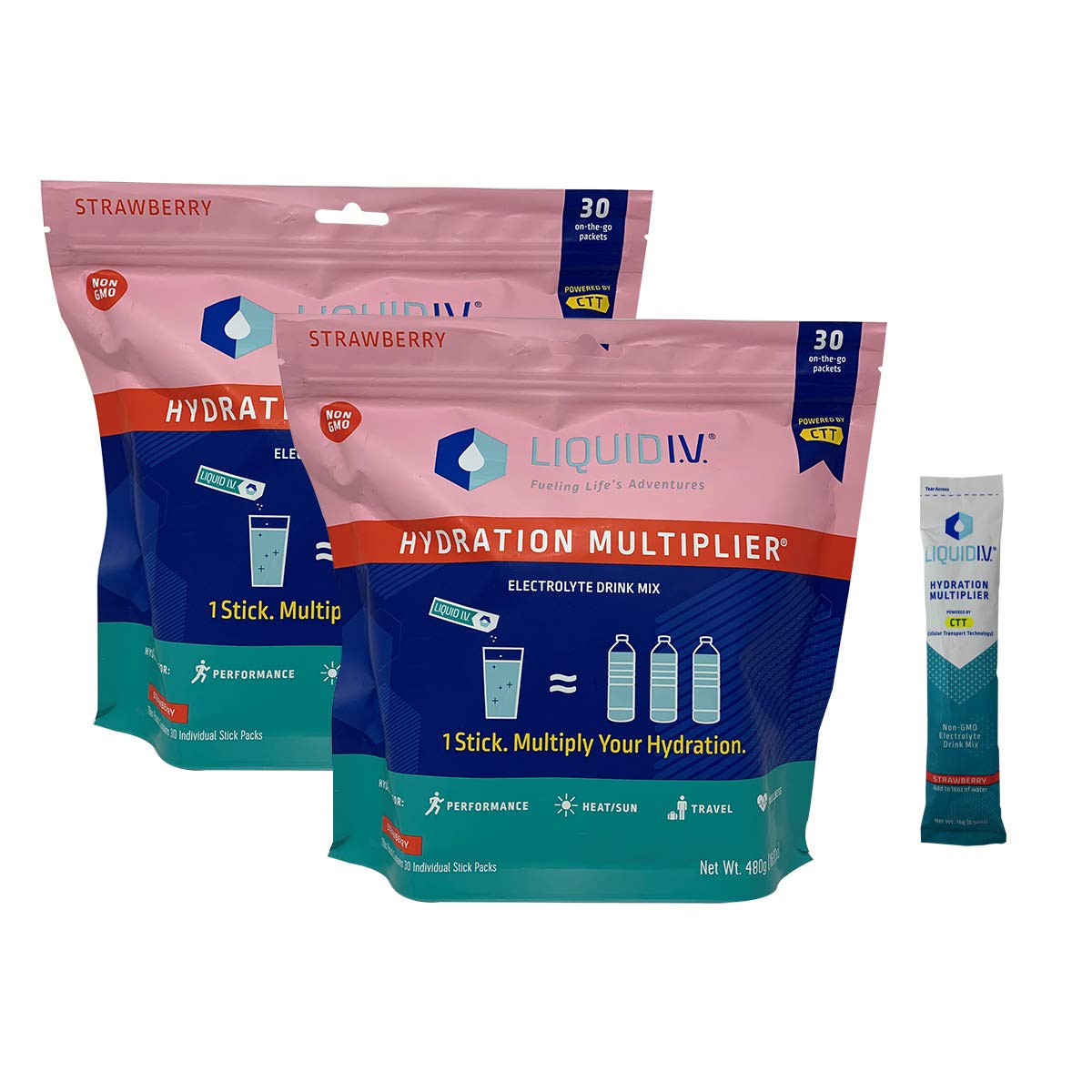 Hydration Multiplier, 30 Stick Packs, Strawberry (2 Pack)