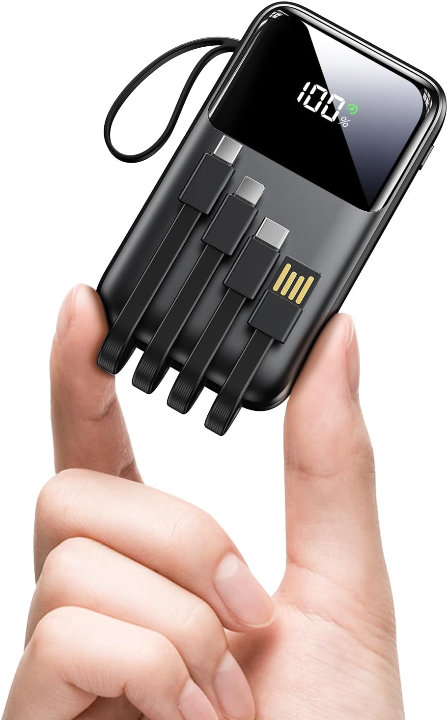 モバイルバッテリー 15000mAh大容量 【6台同時充電可能&22.5W】 急速充電 軽量 小型 バッテリー 4本ケーブル内蔵 Type-C入出力ポート USB-A出力ポート コンパクト LED電量残量表示 携帯充電器 持ち運び便利 機内持ち込み可能 PSE認証済み 安全回路保護 iPhone 17/16/15/iPad/Android各種スマホ対応 旅行/出張/防災 グレー