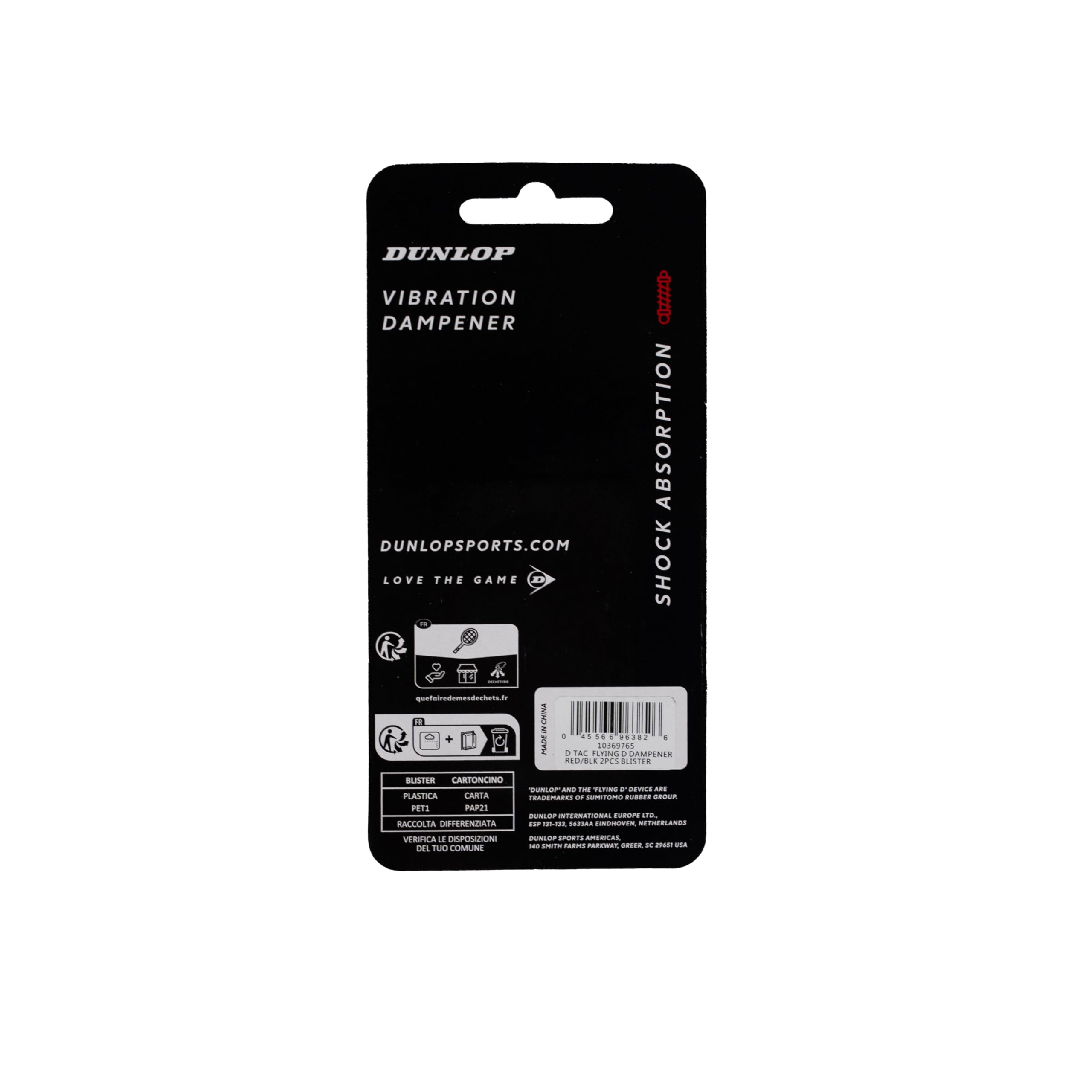 Amortiguador Dunlop Flying D Rojo/Negro Pack 2 - Amortiguador de Vibraciones para Raqueta de Tenis