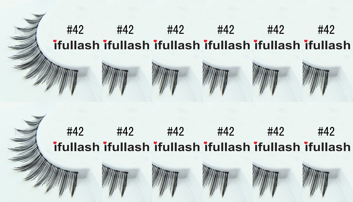 #42, 12 Pairs ifullash 100% Human Hair Eyelashes