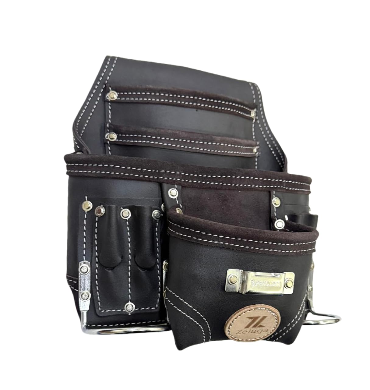 Zeluga 20-111 10 Pocket Rigger - Bolsa de herramientas de cuero resistente, curtido al aceite