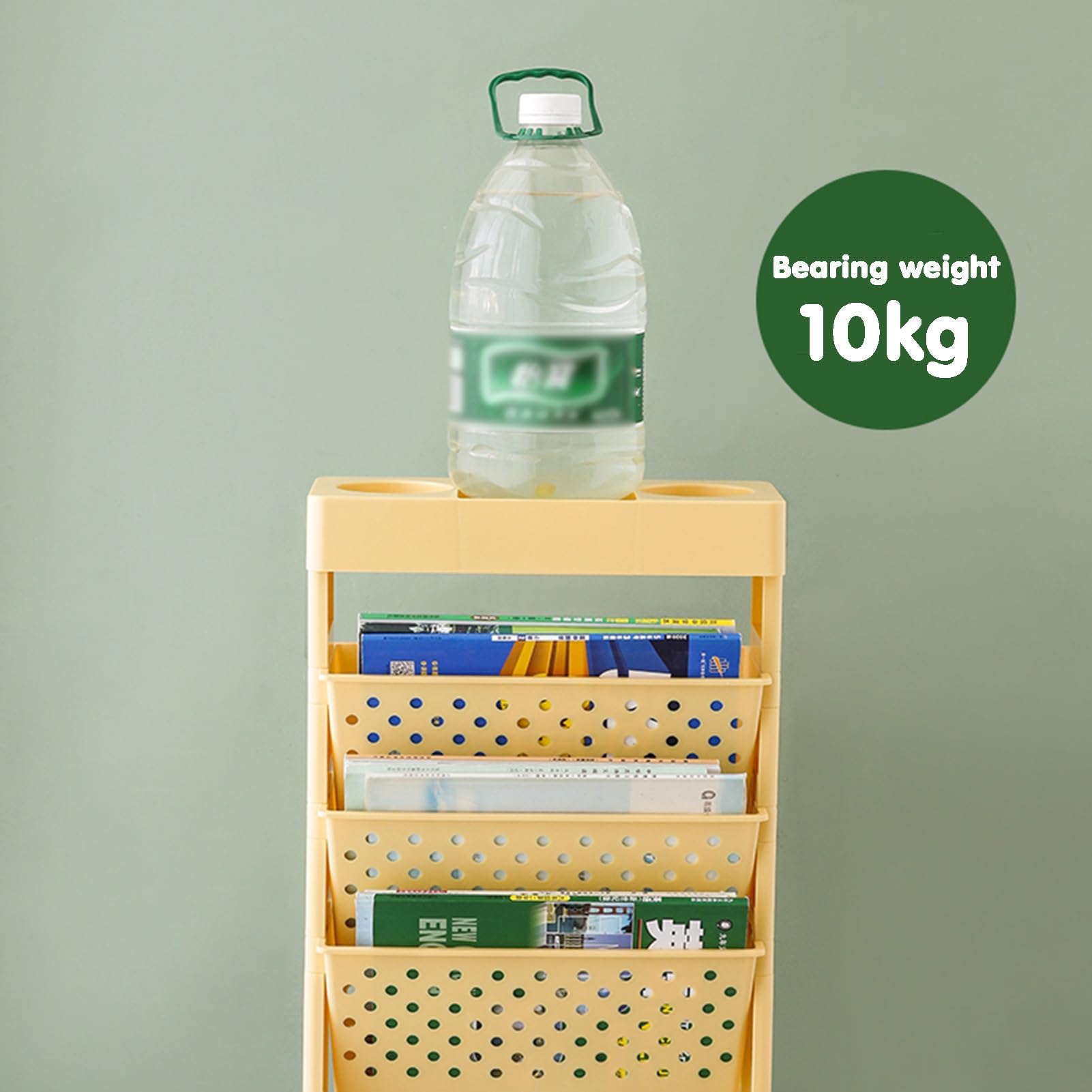 Rollende boekwagen, mobiele boekenplank met wielen