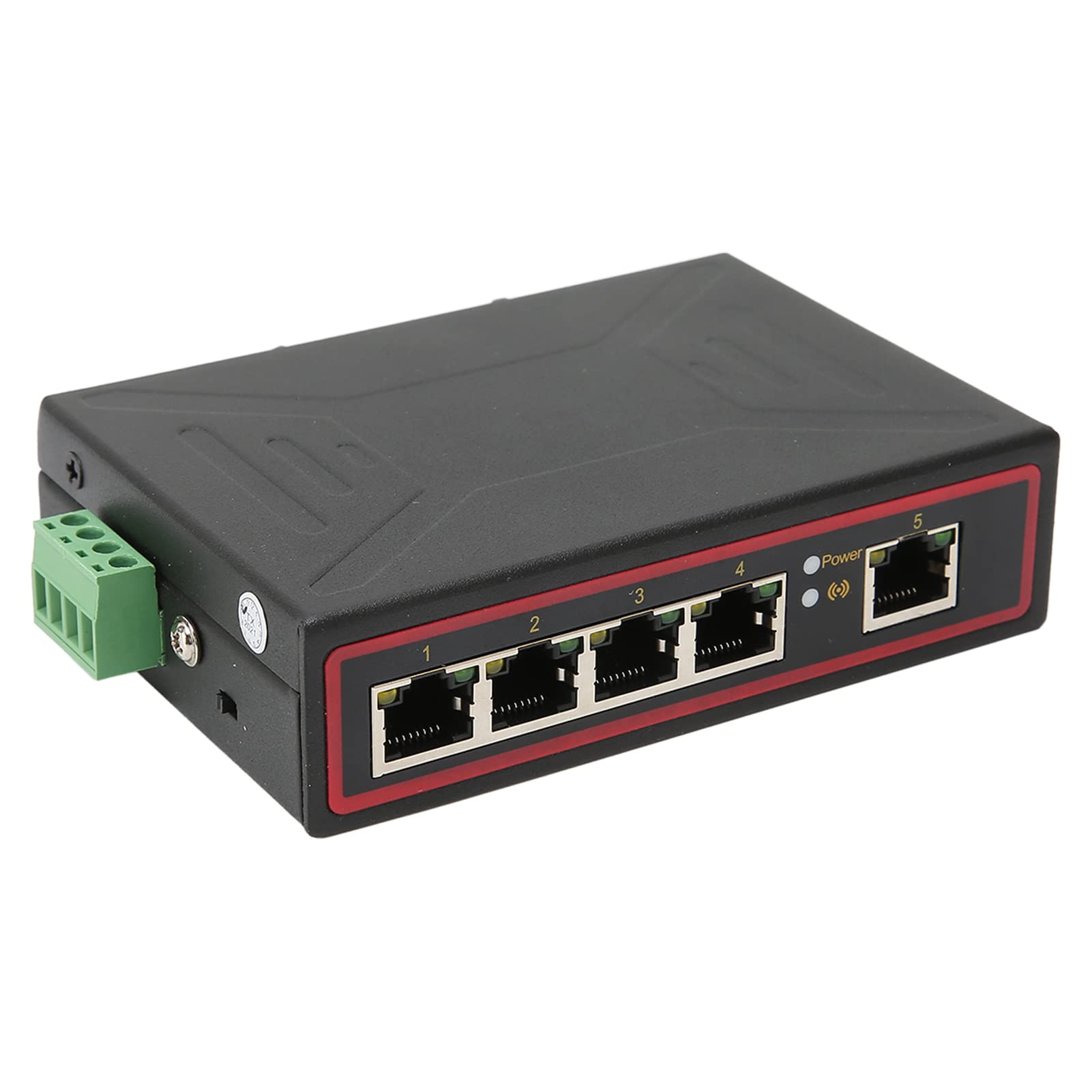 5-portowy Przemysłowy Przełącznik Fast Ethernet na Szynę DIN, 5 Portów 10/100M RJ45, Podwójne Wejście Zasilania Nadmiarowe, Przełącznik Sieciowy do Montażu na Szynie DIN (-40 ℃ ~ 85 ℃)
