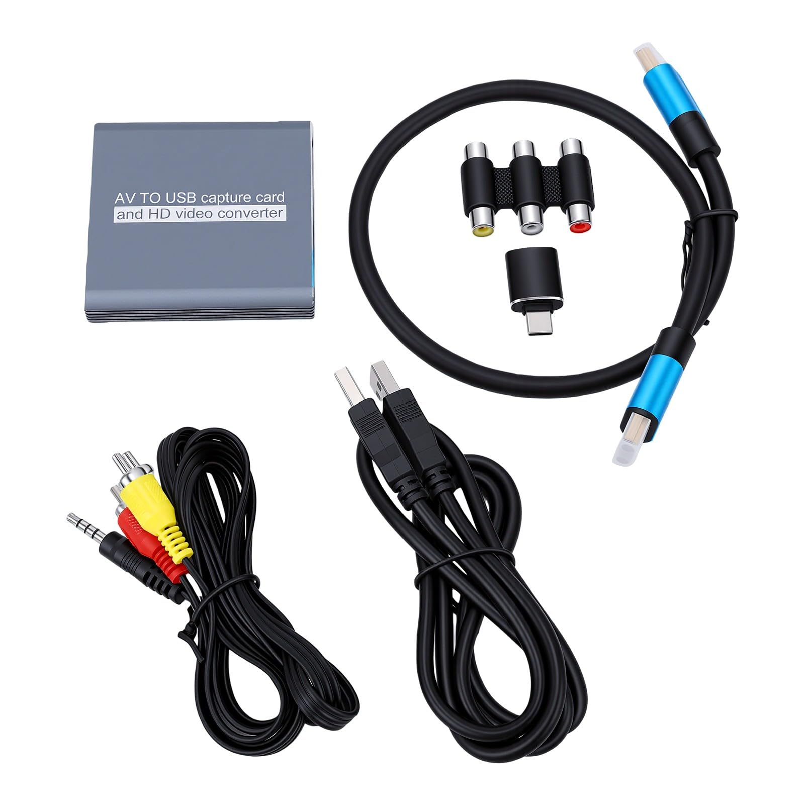 LICAEVEY Scheda di Acquisizione Video VHS a Digitale, Convertitore AV a USB con Uscita Loop HDMI, 1080p 30fps per Videoregistratore Lettore DVD Videocamera e Console di Gioco retrò