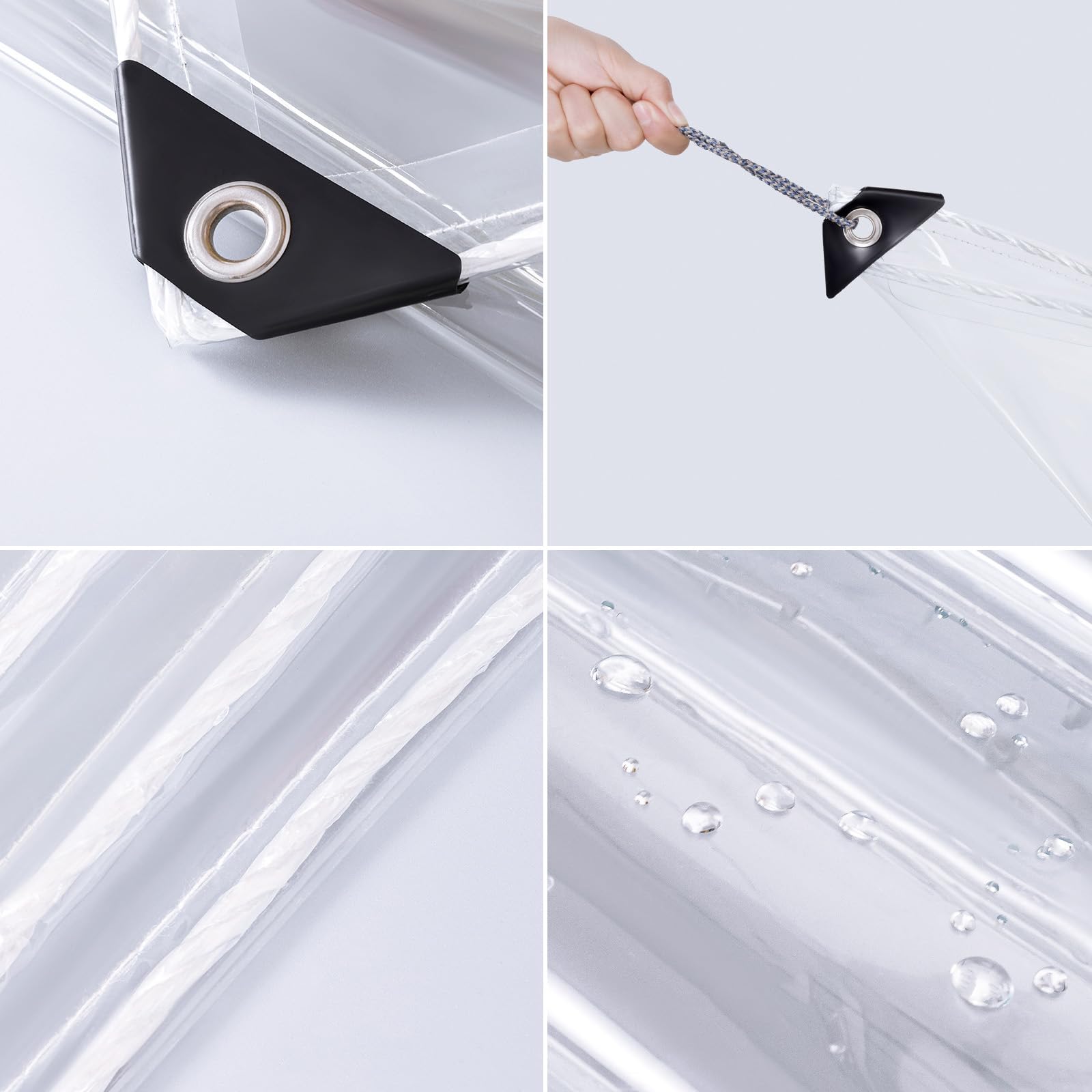 Plane Durchsichtig für Außenbereich,Transparente PVC Wasserdichte Plane,Wasserdichte Plane,Abdeckplane für Gartenmöbel Pflanzen Gewächshaus Pet Hutch Dach,mit Ösen & Seil (2,2m x 3m)