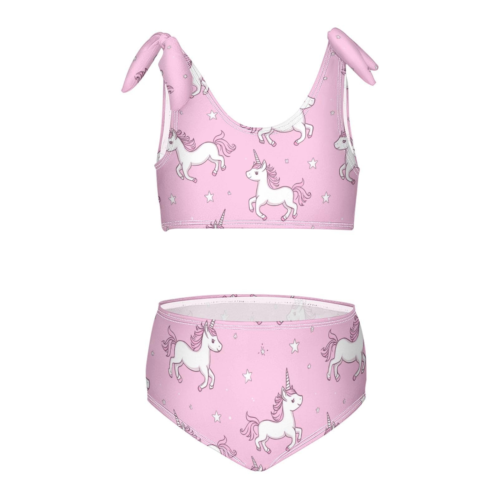 Wusikd Cute Unicorn Girls Swimsuits Two Piece Pink Swimwear Bikini Set for for Girls Size 7-8T