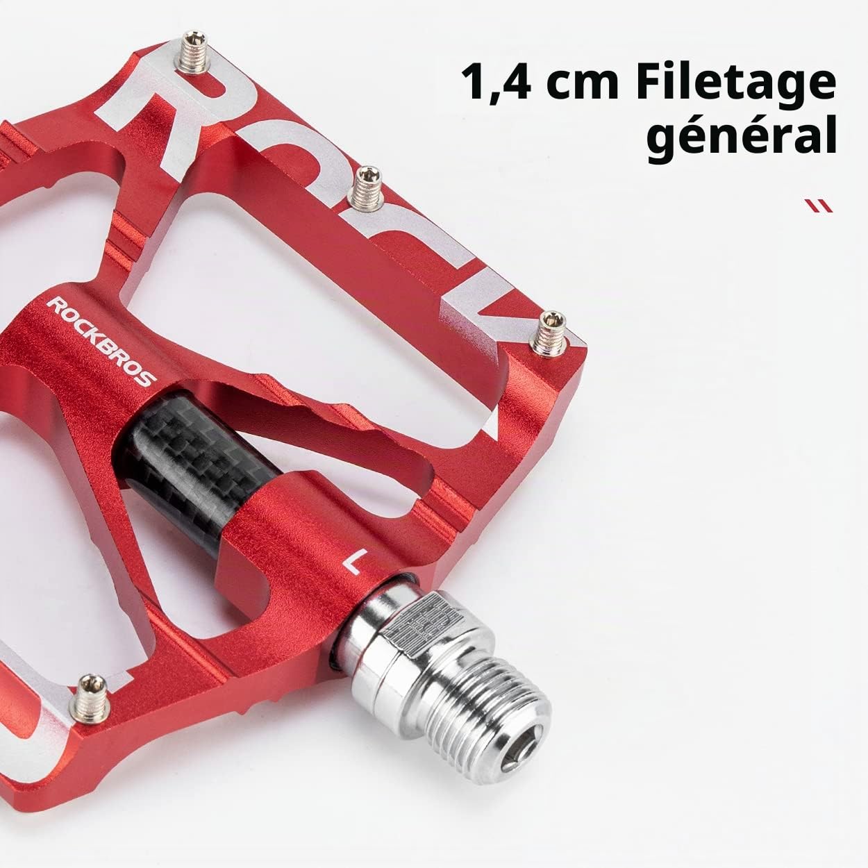 ROCKBROS Pédales Plates de Vélo Universelles Pédales Antidérapant à Plate-Forme Large pour VTT Vélo de Route en Aluminum Anti-Glissant Accessoires de Vélo Anti-Poussière Grande Surface Noir Rouge