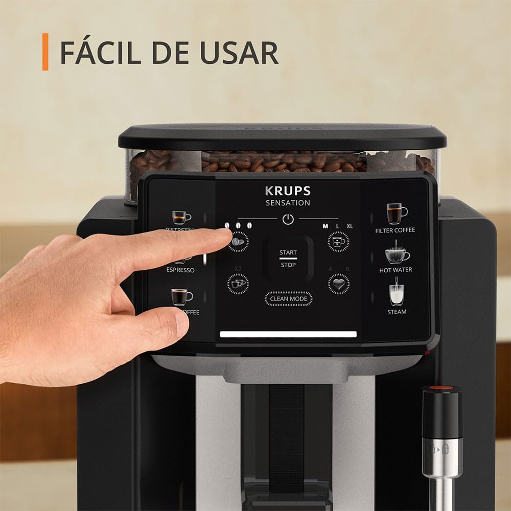 KRUPS Sensation C10 EA910A10 Cafetera Superautomática con Molinillo 15 Bares Negra