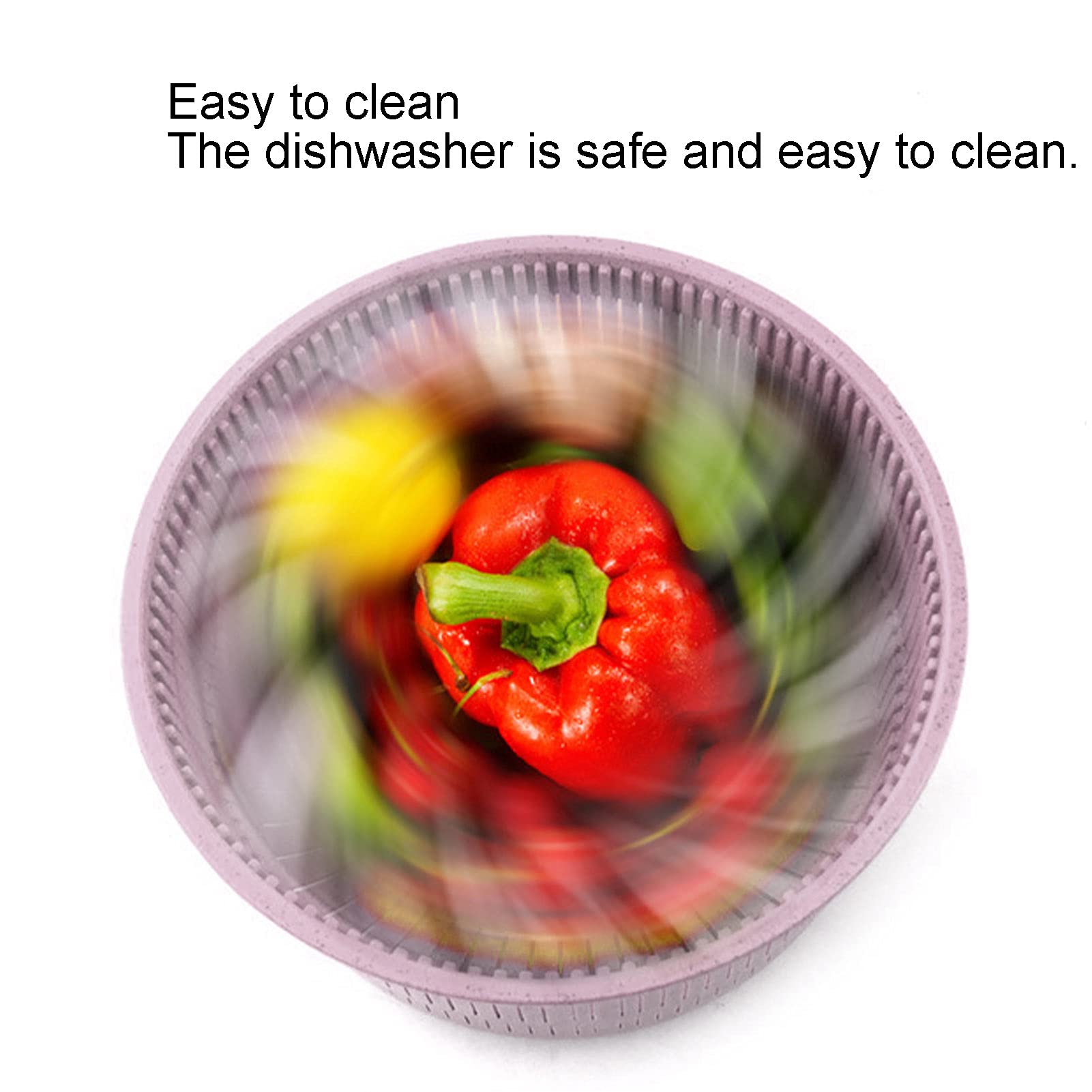 Salad Spinner with Handle, Lettuce Spinner Salad Dryer Vegetable Washer Dryer Fruit Basket Colander for Washing, Spinning and Draining (Pink)