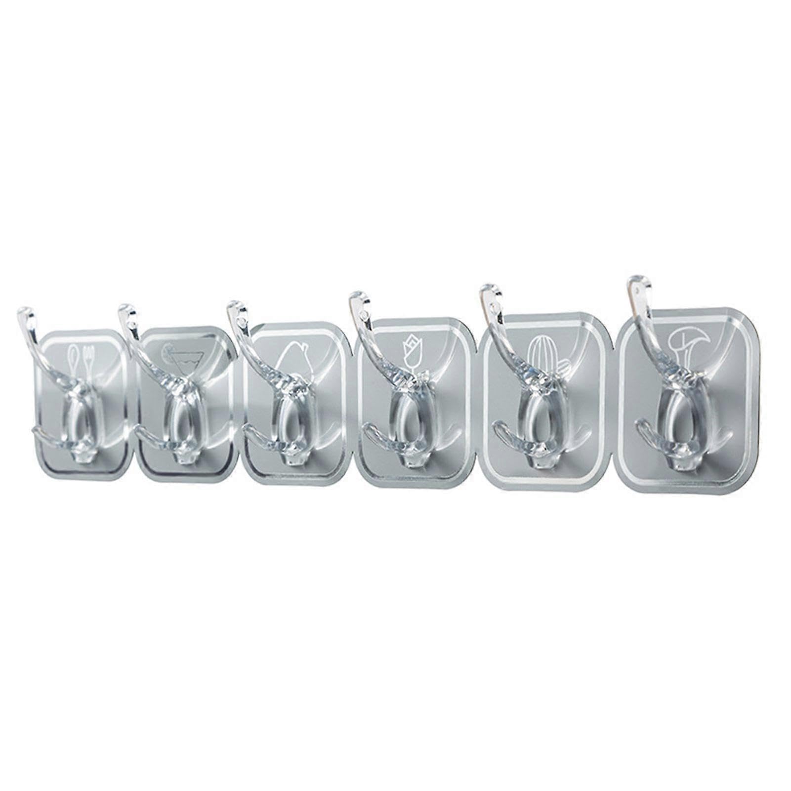 JOYHAPPST 6-Hook Self Adhesive Hooks Free Combination 6-Hook Organizer for Wall Door Ceiling Corners