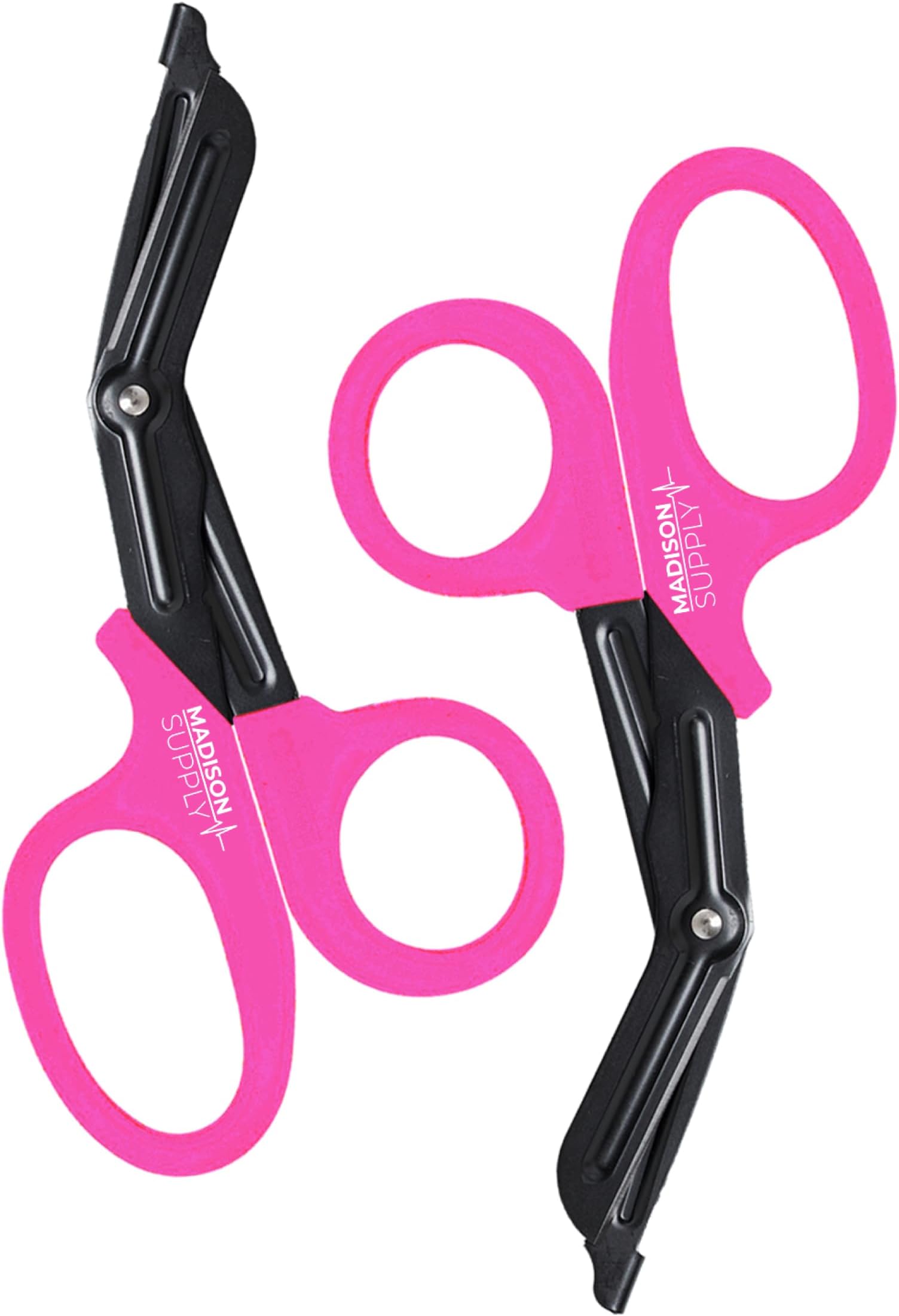 Madison Supply 2 Pack Trauma Shears - 7.5 Inch Nurse Scissors with Quality Stainless Steel, Non-Stick Fluoride-Coated Blades, High-Impact Handles - Medical Bandage Scissors - Pink