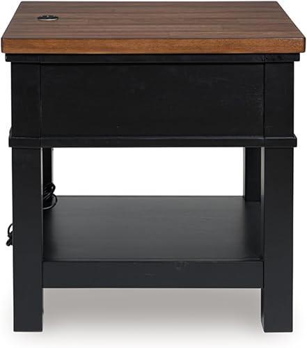 Miniatura 28 de Signature Design by Ashley Havalance Farmhouse - Mesa auxiliar cuadrada con estante de suelo, gris y blanco vintage con acabado desgastado