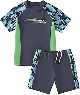 Bañador Niño, Shorts de Baño y Camiseta Proteccion Solar, 2PCS-ST02