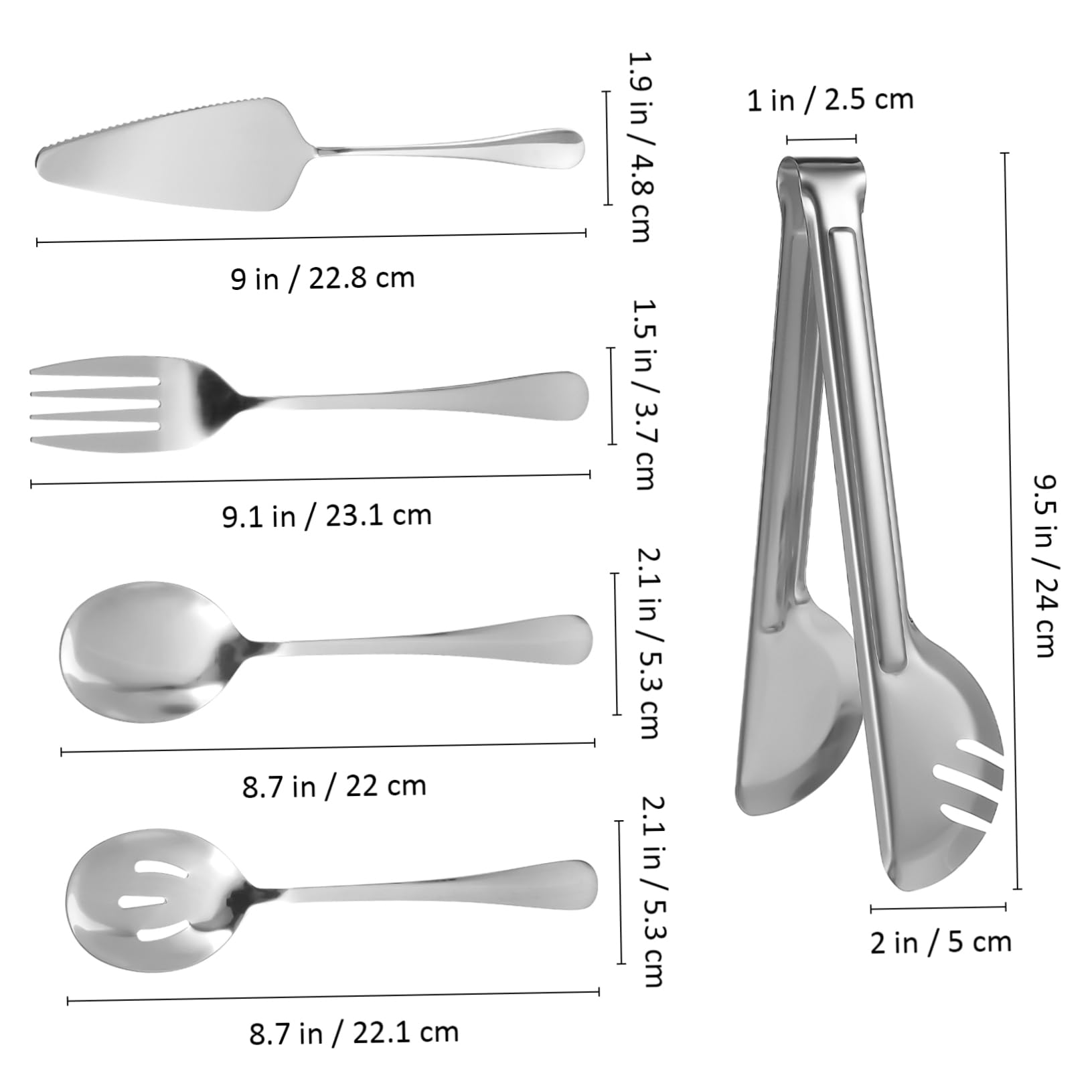 ERINGOGO Elegant Dinnerware Utensil Set 10-piece Cambridge Style Silverware Spoons Forks Knives Tongs Salad Server Serving Spoon for Wedding Party Buffet