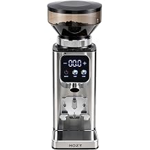 Conical Burr Coffee Grinder, Tilted design,Less residue,Metallic Silver
