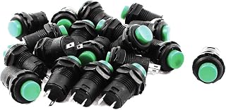 uxcell AC 250V/1.5A 125V/3A Momentary NO Green Round Cap Push Button Switch 19pcs