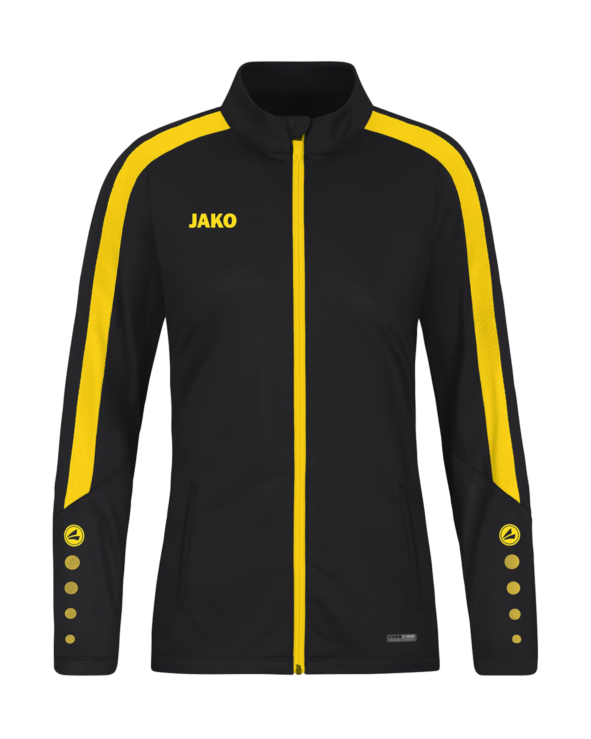 JAKO Damen Polyesterjacke Power, Schwarz/Citro, 42