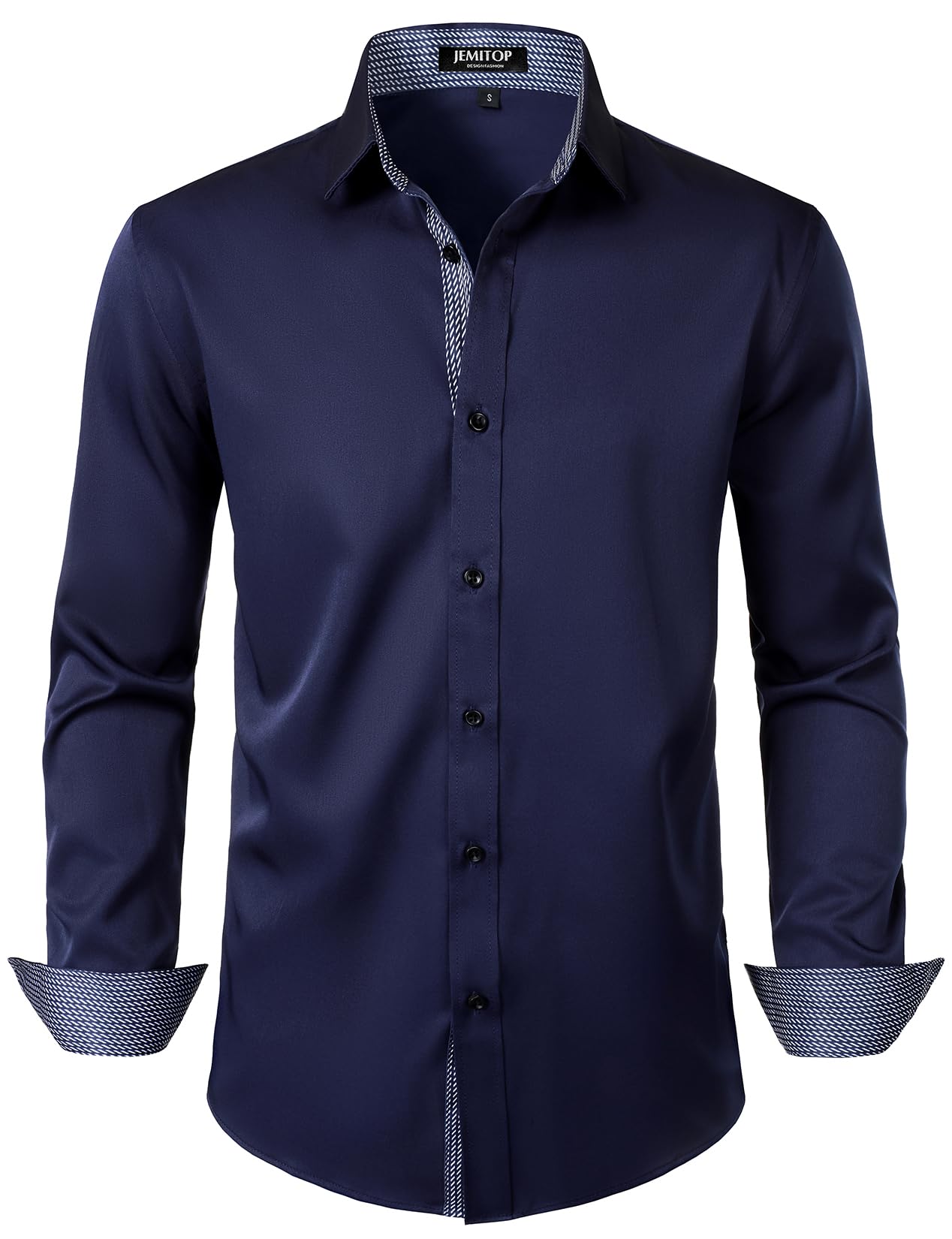 JEMITOP Men's Stretch Multi-Use Long Sleeve Dress Shirts Party Prom Wedding Shirts with Slight Sheen